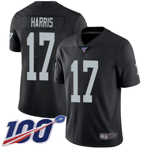 Men Oakland Raiders Limited Black Dwayne Harris Home Jersey NFL Football #17 100th Season Vapor Jersey